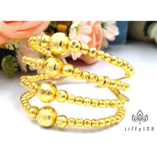 jewelryshop365 K445 กำไลทอง 4 ชั้น  ทรงกลมขั้นกลางด้วยเม็ดกลม ฟรีไซส์ งานไมครอน