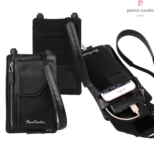 กระเป๋าสะพายข้าง หนังแท้ PIERRE CARDIN Genuine Leather Pouch Crossbody Bag