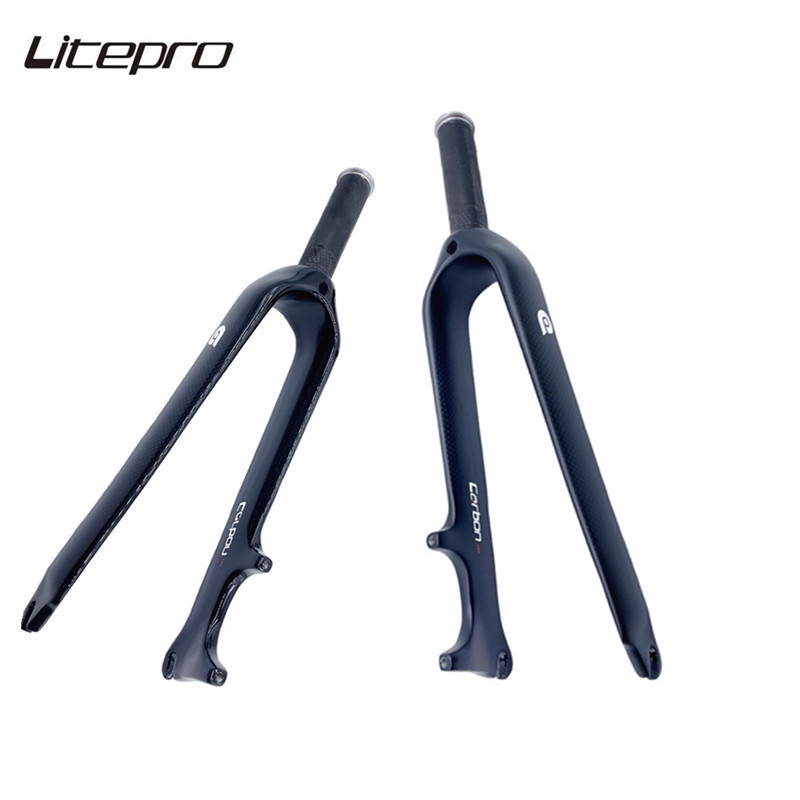 Litepro 20 นิ้วพับจักรยานส้อมคาร์บอนไฟเบอร์ 406 451 แผ่นดิสก์เบรคส้อม 74 / 100 มม. สําหรับ Dahon Fnhon จักรยาน