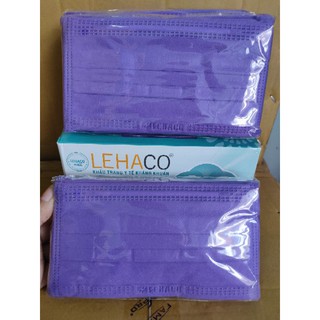 หน้ากากอนามัย LEHACO สีม่วง กล่อง 50 ชิ้น