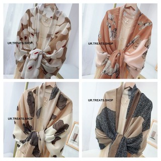 UR TREATS Neutral Tone Scarf ผ้าคลุมไหล่ผืนใหญ่ลายเรียบหรู สีโทนกลางๆ โทนนู้ดอบอุ่น ผ้าคลุมไหล่ผ้าพันคอพิมพ์ลายพร้อมส่ง