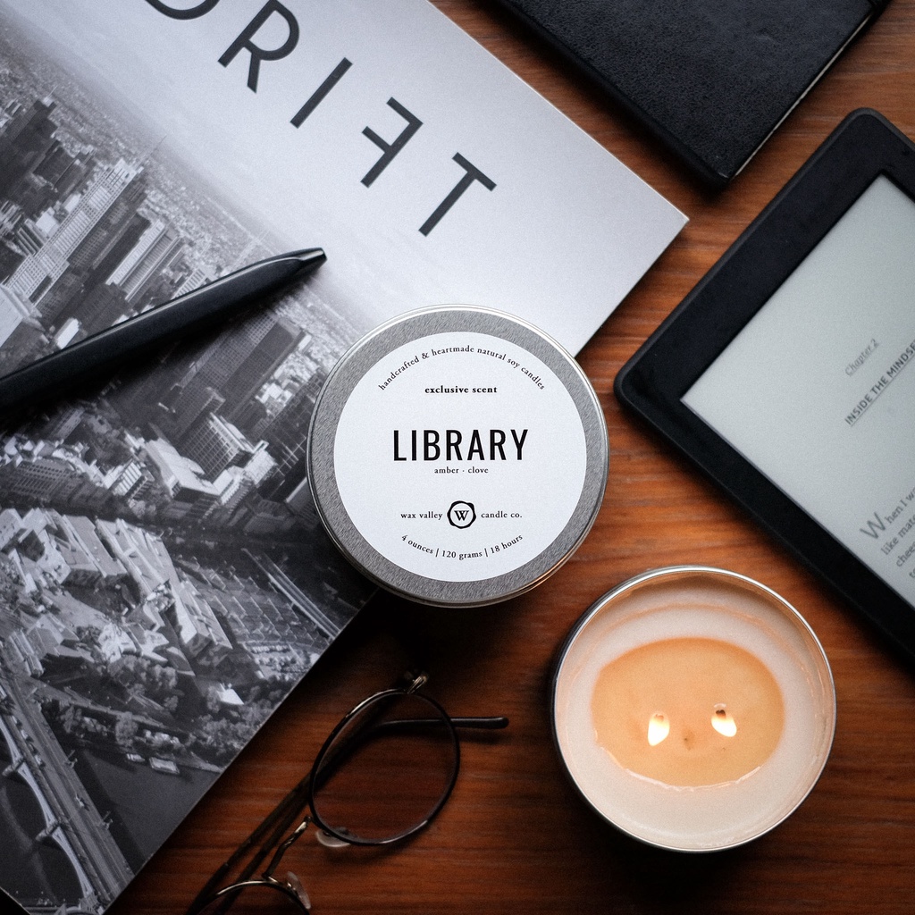 เทียนหอม เทียนไขถั่วเหลือง กลิ่น Library - Amber & Clove