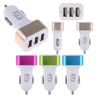 อะแดปเตอร์ชาร์จ ขนาดเล็ก พอร์ต USB 3 พอร์ต พร้อมไฟ LED หลากสี สำหรับชาร์จโทรศัพท์ในรถยนต์