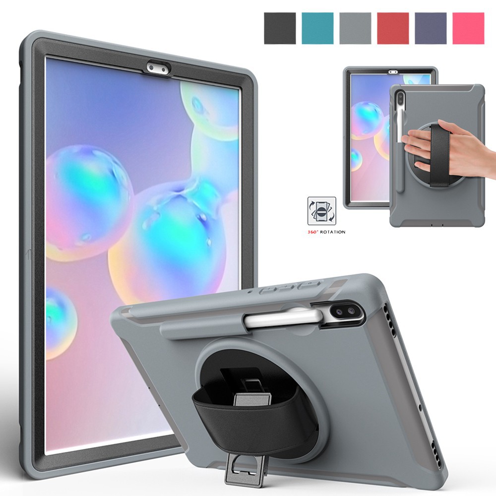 สําหรับ Samsung Galaxy Tab S6 10.5 นิ้ว 2019 SM T860 T865 กรณีเด็กกันกระแทก PC + TPU Combo สายคล้องมือขาตั้ง Full body ฝาครอบแท็บเล็ตปลอก