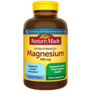 Exp:06/24 Nature Made Magnesium 400mg,250mg ขนาด 180 softgels (ขวดเหลือง)