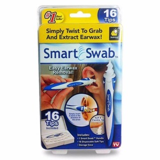 Smart Swab ที่ปั่นหู เนื้อซิลิโคนนุ่มนิ่ม + หัวเปลี่ยนสำรอง 16 หัว