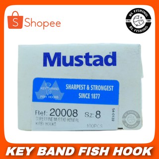 Mustad ตรากุญแจ เบ็ดตกปลา เบ็ดประมงก้านยาว สีเงิน หน้าบิด ก้นห่วง