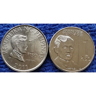 เหรียญ​ฟิลิปปินส์​ Philippines, 1 Piso​ 2 รุ่น​ 2​ แบบ, #​1809, ใช้แล้ว​