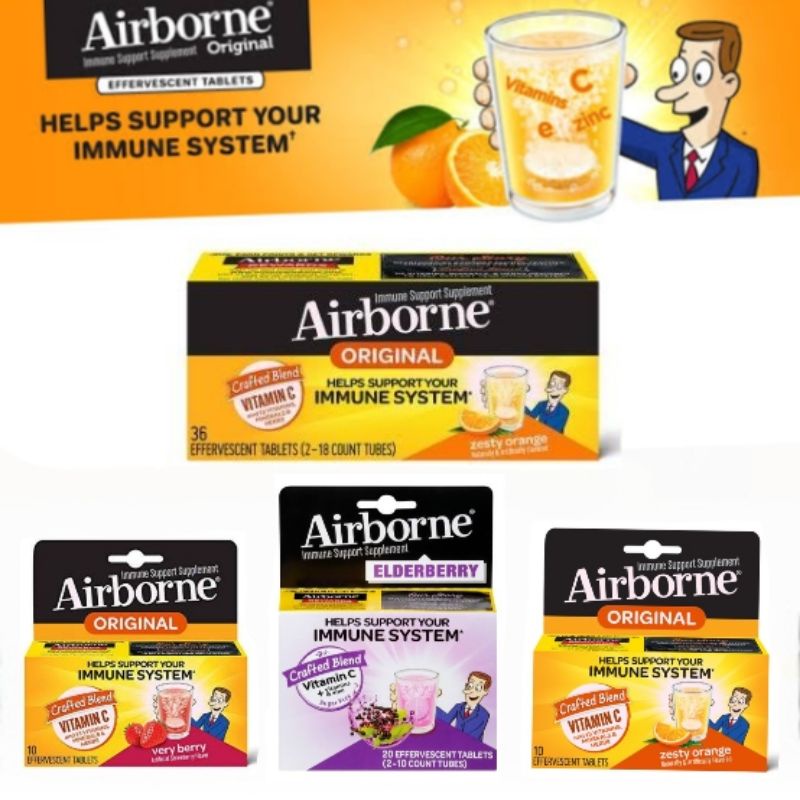 #New# วิตามิน​ซี​ เม็ด​ฟู่​ Airborne เสริม​สร้าง​ภูมิคุ้มกัน​ Blast of Vitamin C Zesty Orange Very B