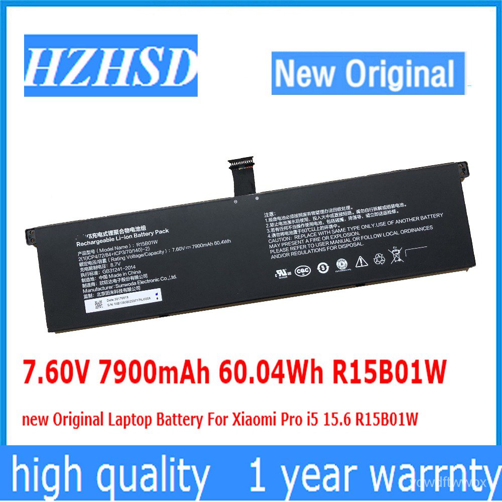 7.60V 7900mAh 60.04Wh R15B01W ใหม่ Original แบตเตอรี่แล็ปท็อปสำหรับ Xiaomi Pro i5 15.6 R15B01W JAMA