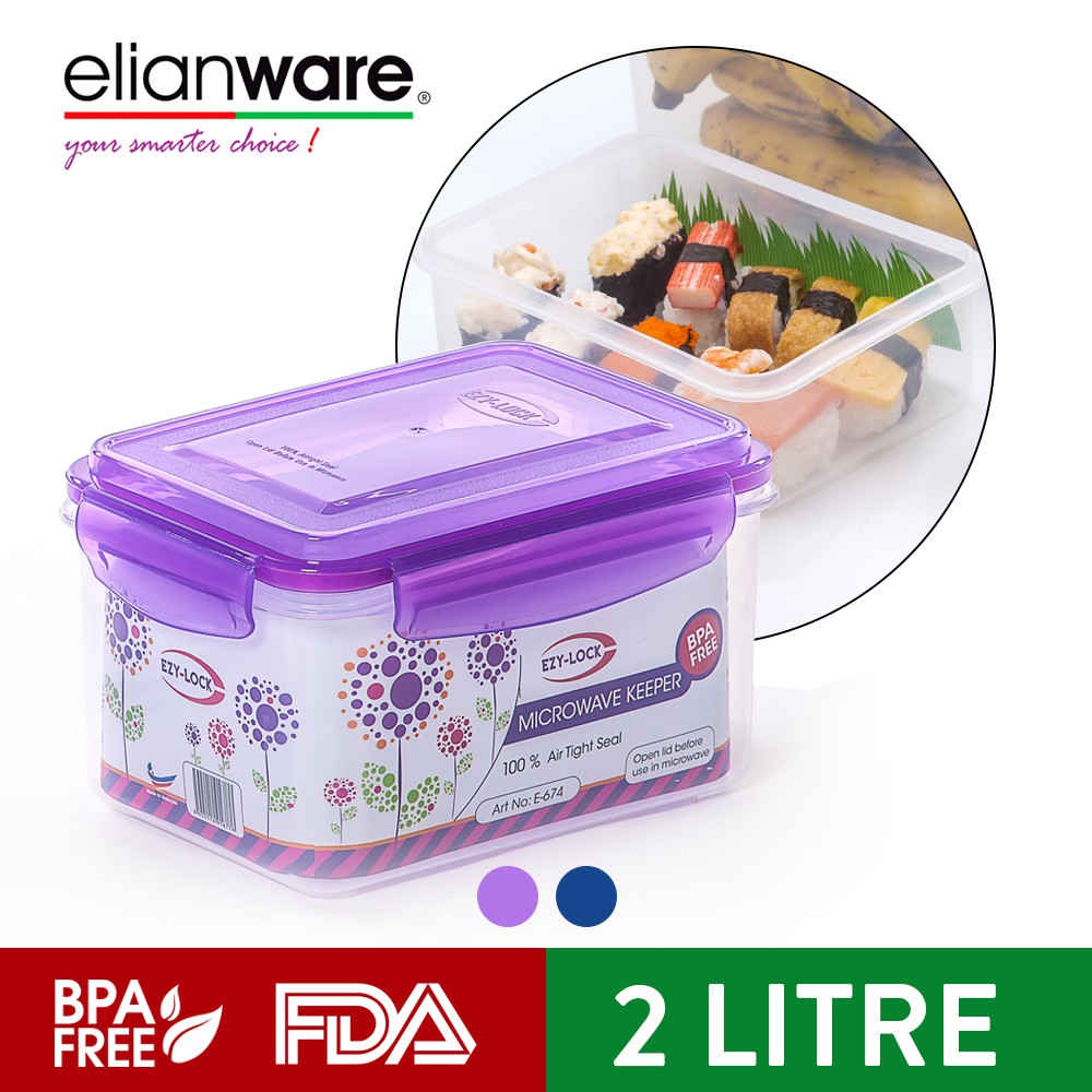 Elianware Ezy-Lock Airtight Seal Microwavable Food Container - สี่เหลี่ยม