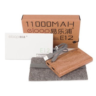 🔥🔥🔥Eloop E12 ของแท้ 100% แบตสำรอง Power Bank ความจุ 11000mAh พร้อมสายชาร์จ ซองผ้ากำมะหยี่