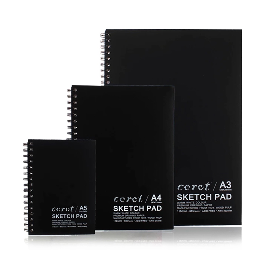 สมุดวาดภาพ สมุดวาดเขียน สมุดสเก็ตภาพ Sketch Pad A5 / A4 / A3 COROT 110g (60 แผ่น)