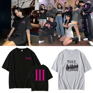 [ปรับแต่งได้]KPOP ผ้าฝ้ายคอกลมแขนสั้นเสื้อยืด Twice 4th World Tour III กับเสื้อแขนสั้นแบบเดียวกันขนาดบวกผู้ชายและผู้หญิง