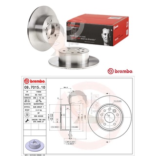 08 7015 10 จานเบรค ล้อ R (ยี่ห้อ BREMBO) รุ่น OPEL Vectra ปี1995-&gt;