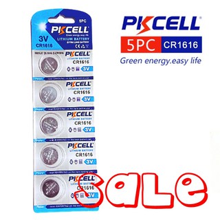 ใหม่ ถ่านกระดุม PKCELL รุ่น CR1616 3V Lithium Battery รีโมทรถยนต์ ถ่านกล้อง อุปกรณ์ไร้สาย 5 ก้อน / 1 แพ็ค