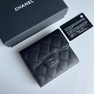 กระเป๋าสตางค์ใบสั้น ชาแนล SHORT WALLET หนังมันเงาสวยแข็งแรง อุปกรณ์ครบ Size 11.5*2.5*10CM