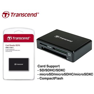 Card Reader ตัวอ่านการ์ด Transcend RDF8 UHS-I All In One USB3.1 Warranty 2 years