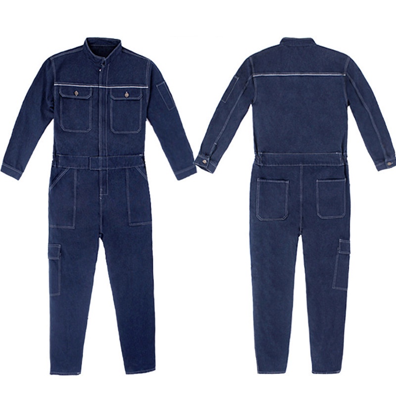 Men Denim Work Coveralls Repairman Overalls with Reflective Strip Working Welding Uniforms Plus Size Safety Clothing #4
