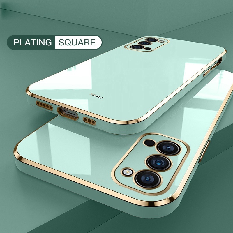 Luxury Square Edge Plating Casing Case VIIVO V23 V21E V21 V23E Y21 Y33S Y21S V20 Y15S 5G 4Gฝาครอบโทร