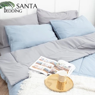 SANTA Bedding ชุดผ้าปูที่นอนพร้อมผ้านวม สีฟ้า สีเทาอ่อน