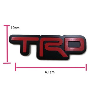 TRD Logo ดำแดง โลโก้อลูมิเนียม พร้อมกาว ขนาด 10  x 4.1cm Toyota Racing