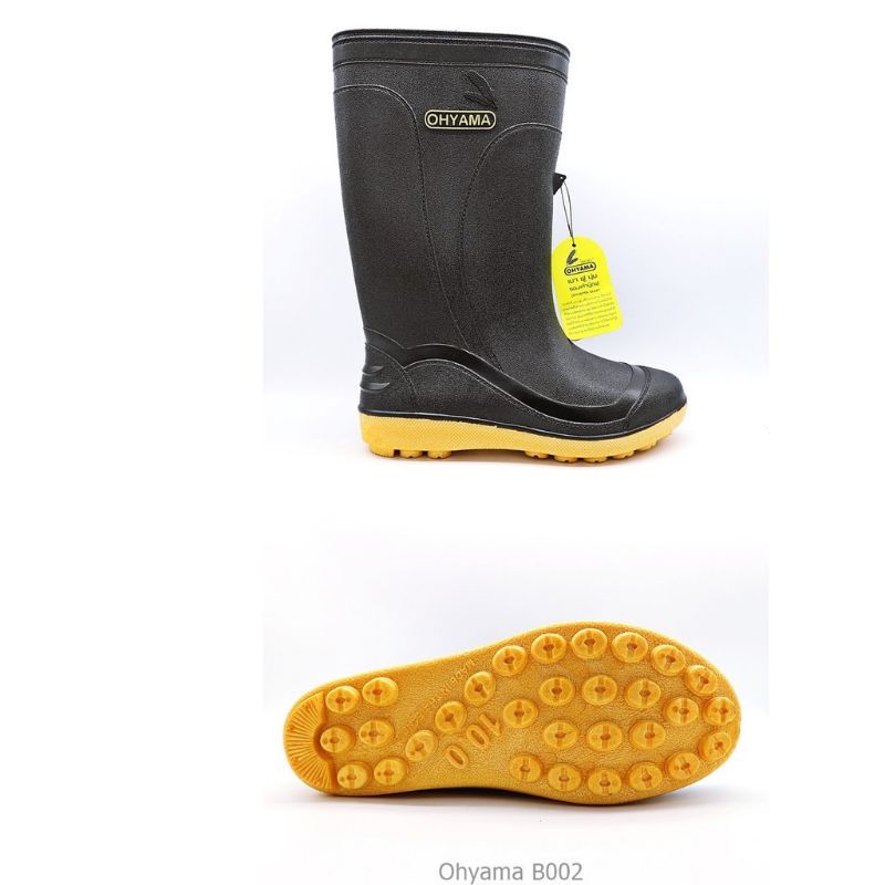 ส่งเร็วOhyama บูทกันฝน รุ่น B200 สูง 12" size 9.5 - 11.5 พื้นปุ่ม เนื้อยางพาราเกรดA นุ่มสบายเท้า