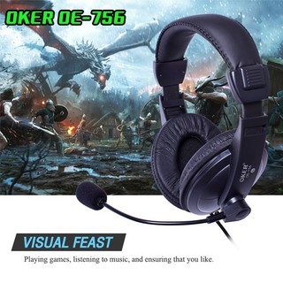 หูฟังคอมพิวเตอร์ หูฟังครอบหู รุ่น OKER OE-756 หัว3.5mm mic+sound