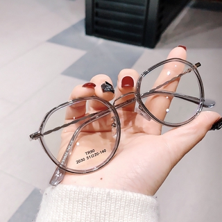 แว่นตากรอบโลหะ Polygonal Flat Glasses Student Korean Style Glasses