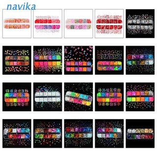 Nav กลิตเตอร์เรซิ่นสําหรับตกแต่งเล็บ 12 ช่อง