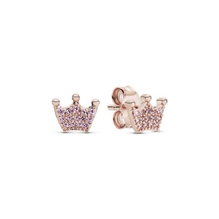 [พร้อมส่ง สินค้าแท้ 💯 ] New Crown Stud Rose Earrings ต่างหูแพนโดร่า แถมกล่อง