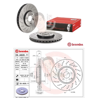 D09 A828 11 จานเบรค ล้อ F (ยี่ห้อ BREMBO) รุ่น HC UV Dr Benz W211 W220 S500 ปี2003-2009***ราคาต่อข้าง