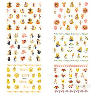 สติกเกอร์ติดเล็บ สติกเกอร์ตกแต่งเล็บ แทททูติดเล็บ แบบลอกลายน้ำ ลายเซเลอร์มูน