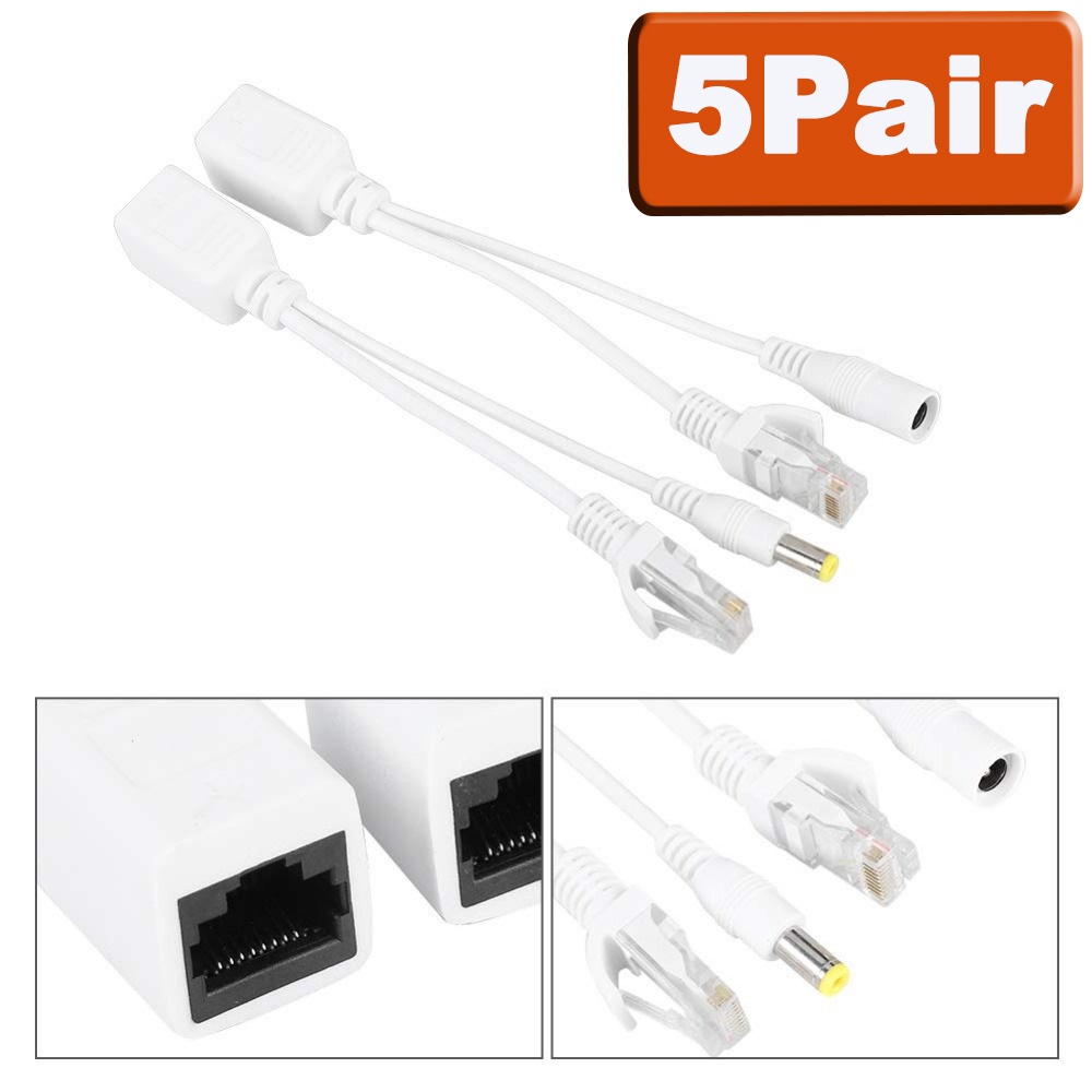 5 Pair POE Cable Passive Power Over Ethernet Adapter Cable POE Splitter RJ45 Injector 12-48v For IP 