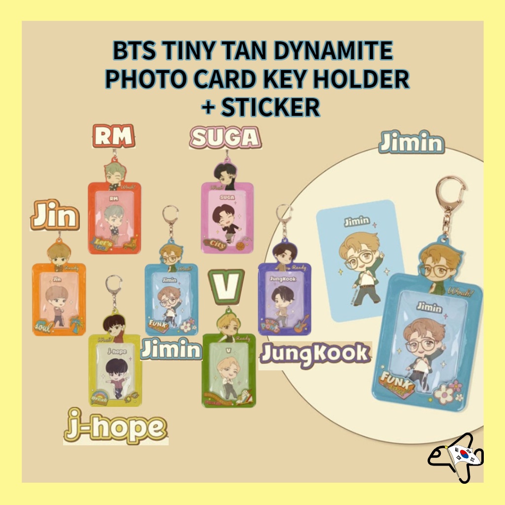 BTS Tiny Tan Dynamite Photo Card Key Holder + Sticker/RM/ Jin / SUGA/ j hope/ Jimin/ Jungkook /V