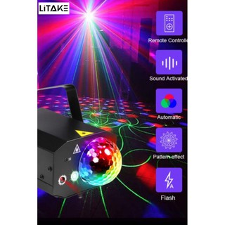 Magic Ball ไฟปาร์ตี้ ตามจังหวะ ไฟดิสโก้ Disco light เทค Laser Light Party Laser Lights 2 Lens+1 RGB