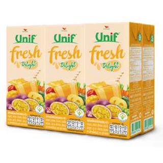 ยูนิฟ เฟรช ดีไลท์ น้ำผักผลไม้รวมผสมเสาวรส40% ขนาด 180ml ยกแพ็ค 6กล่อง UNIF FRESH DELIGHT PASSION FRUIT MIXED VEGGI JUICE