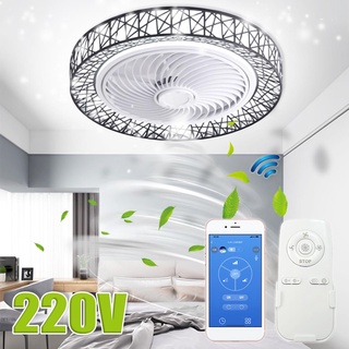 โคมไฟพัดลมติดเพดาน LED 220V 50 ซม. มองไม่เห็น พร้อมรีโมตคอนโทรล สําหรับตกแต่งห้องนอน