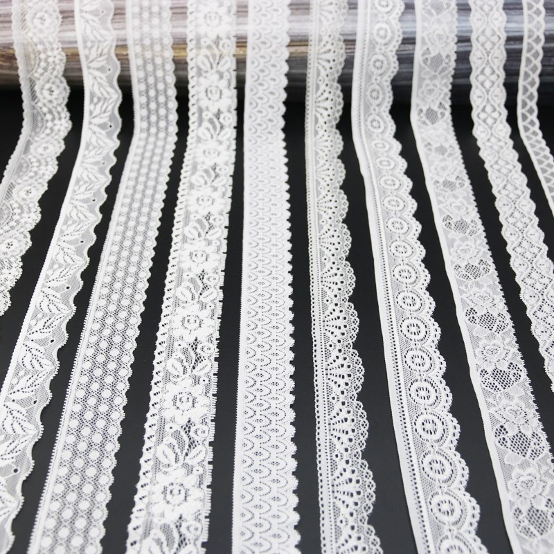 ริบบิ้นผ้าลูกไม้ แบบยืดหยุ่น กว้าง 5 เมตร สีขาว สําหรับตกแต่งเสื้อผ้า DIY