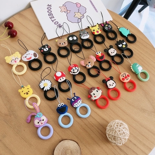 Liquid silicone phone lanyard colorful cute Mickey Mouse finger ring Rope Cartoon Phone pendant Band