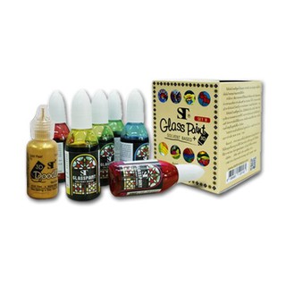 STสีเพนท์แก้ว3D สูตรน้ำยา 6สี, 20ml Set B
