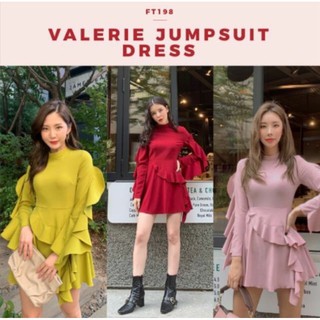 ส่งต่อ จั๊มสูทกระโปรง #FLAT2112 VALERIE JUMPSUIT DRESS ไซส์M สีชมพู/สีกีวี  🎇 🎇สภาพนางฟ้า ไม่มีตำหนิ เก็บเงินปลายทาง