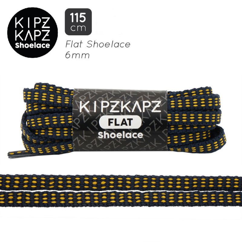 KIPZKAPZ FSP22 Navy Yellow 115cm - เชือกผูกรองเท้าแบน 6mm