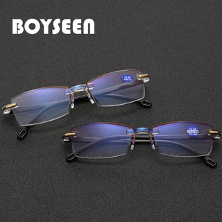 BOYSEEN ตัดขอบใหม่ชายชราสายตายาวป้องกันแสงสีฟ้าแฟชั่นแว่นอ่านหนังสือราคาถูก C-1