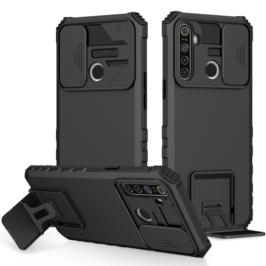 รุ่นใหม่ Case Realme C3 / 5 / 5i / 5s / 6i C21Y C25Y C12 C15 C17 7i เคสกันกระแทก กันรอยกล้องเคสตั้งได้ สไลด์กันกล้อง