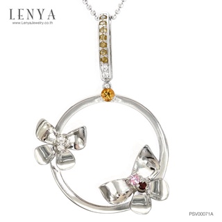 LenYa จี้ดีไซน์ผีเสื้อโดดเด่น ประดับพลอยหลากสี ซิทริน (Citrine) แซฟไฟร์สีชมพู (Pink Sapphire) โกเมน(Garnet) แชมเปญควอทส์
