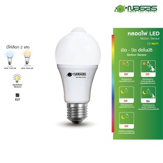 Nagas หลอดไฟ LED รุ่น  Motion Sensor Bulb 12 Watt ตรวจจับความเคลื่อนไหว หลอดไฟเซ็นเซอร์ ประหยัดไฟ