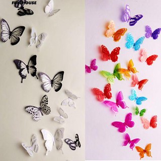 💎♥ 18 ชิ้น 3D Decals รูปผีเสื้อตู้เย็นสติ๊กเกอร์ติดผนัง DIY Art Home Decor