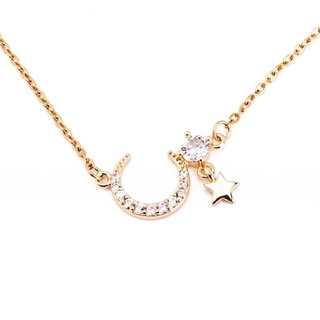 สร้อยคอทองคำ-18K-ดาวเล็กครึ่งวงกลม-จี้สร้อยคอผู้392N T3ne