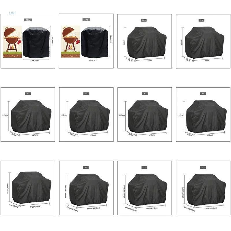LIVI BBQ Cover Outdoor Dust Waterproof Weber Heavy Duty Grill Cover Rain Protective